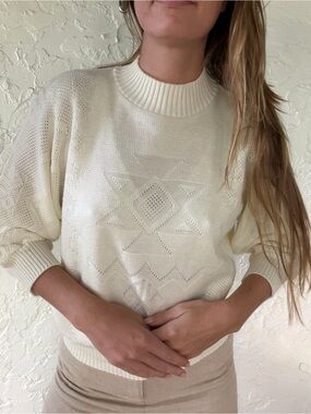 Vintage Keneth too! Light Cream Crewneck Pullover Sweater